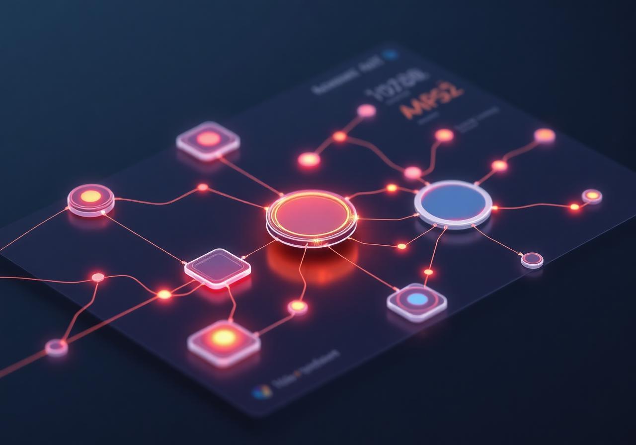 Modern business automation dashboard with interconnected workflows